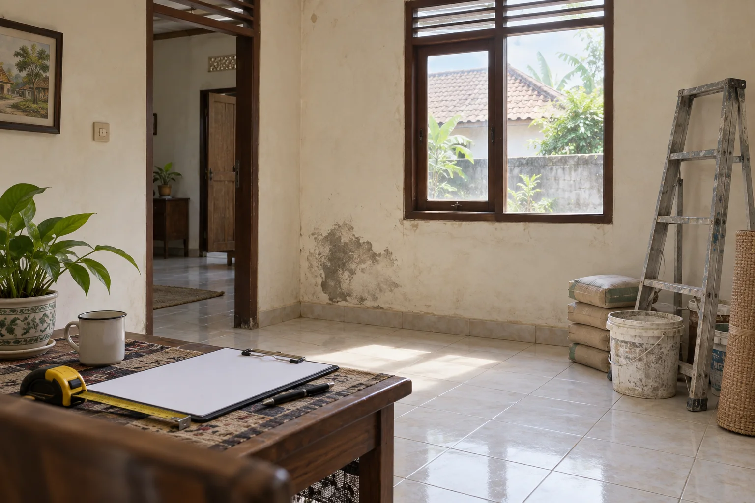 Ilustrasi konsep renovasi rumah bekas sebelum ditempati