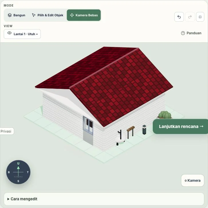 Tiga mode kerja dan VIEW pada editor Pugar.