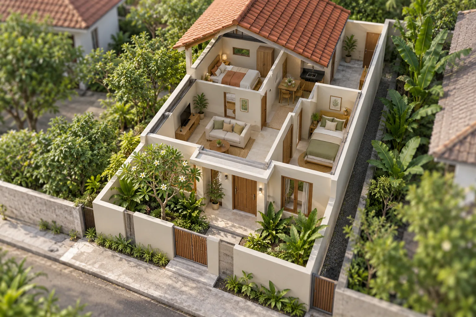 Ilustrasi konsep desain rumah di lahan 6×10